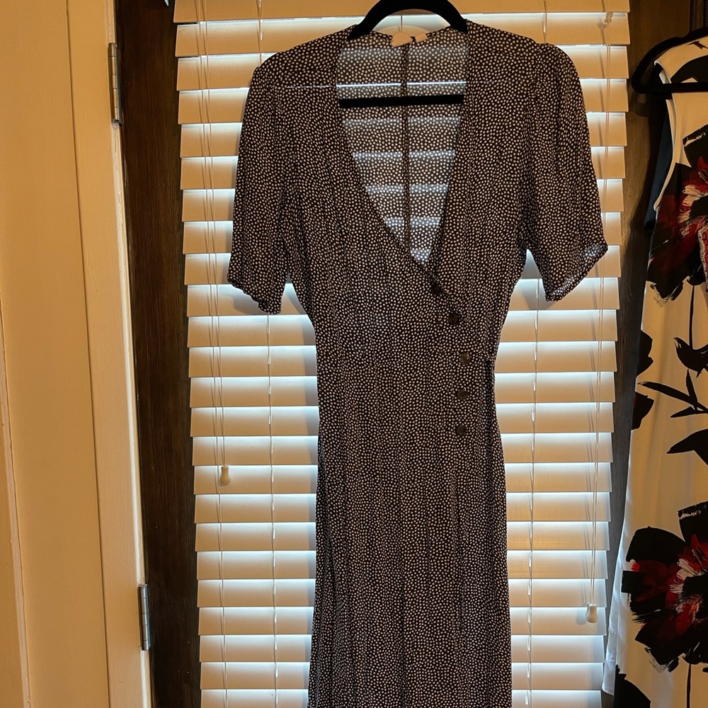 Navy Blue Polka Dot wrap dress